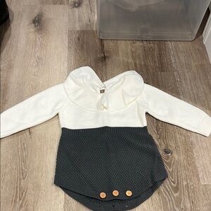 Baby Sweater Romper - White and Gray
